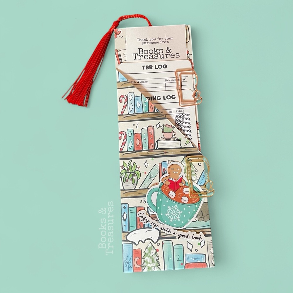 Handmade Bookmark Pouch with TBR & Reading Log Trackers Bookish Gift Christmas